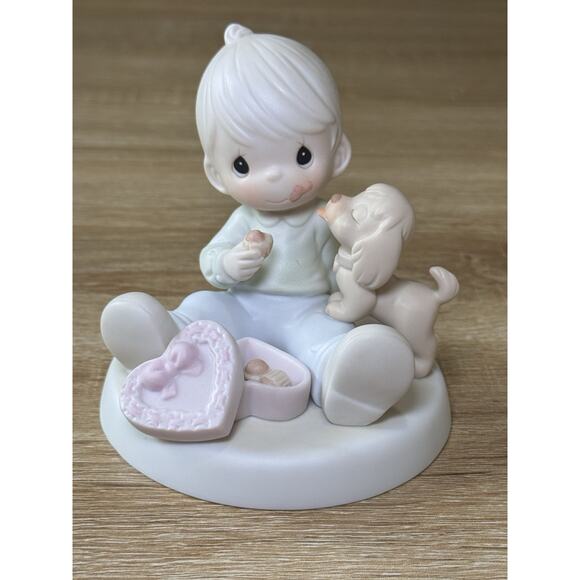Precious Moments Figurine Sharing Sweet Moments Together 1993 Boy W/ Dog 526487 - Picture 1 of 6